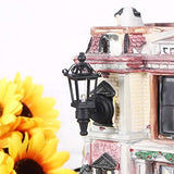 Leorx Vintage DIY Dollhouse 1 12 Dollhouse Miniature LED Wall Light Lamp (Black)
