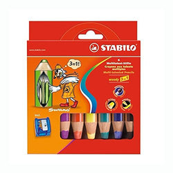 Stabilo Woody Crayons Set Of 6 W/Sharpener