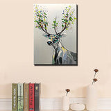 Asdam Art-Abstract Animal Canvas Wall Art Hand Painted 3D Vertical Deer Art Paintings for Home Decor 24X36 inch
