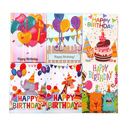 Birthday Card Making Kits, 5 D Diamond Painting for Kids Craft Hobby Supplies,, 6 Packs