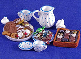 Coffee party set dollhouse miniatures decor accessories dolls miniatures cup coffee pot cake candy food doll kitchen dining room 1:6 scale