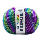 Buvemu Colorful Self-Striping Multicolor Fuzzy with Subtle Sheen Yarn,%56 Polyester%44 Acrylic, Each 1.76Oz (50 gr) / 125yds(115m)(4 Balls) (Purple, Turquoise, Green)