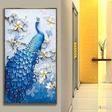 ULELA DIY 5D Diamond Painting by Numbers Kits for Adults Full Diamond Large Lucky Bird Peacock Animal Embroidery Home Wall Decor (18x30 Inch/45x75 cm)