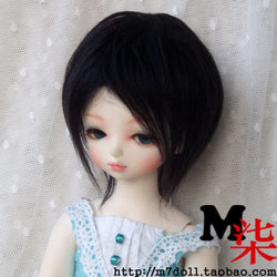 6-7inch(16-17cm): For 1/6 BJD YOSD, Fur Wig Dollfie, Black Medium Hairstyle
