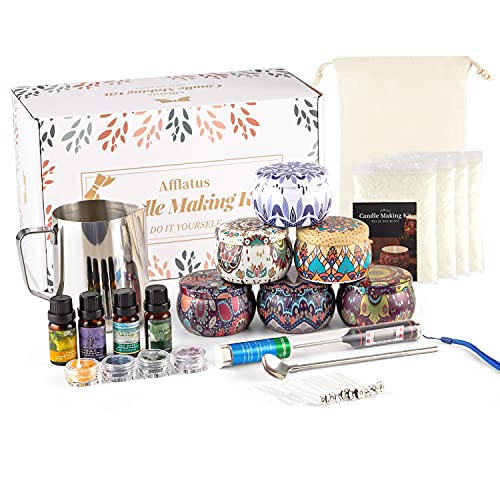 Soy Wax Candle Making Kit, DIY Craft Gift Package, 6 Tins Candle Maker Supplies with Wicks Candle Wax for Adults and Kids Beginners
