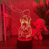 lzmlzm 3D Night Light Bunny Girl Senpai Mai Sakurajima Kawaii Illusion Led Nightlights Anime Light Lamp 7 Color Changing For Xmas Gift-Remote, lzmlzm-6511790