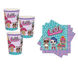 LOL Surprise Mega Deluxe Party Supply Pack and Decorations for 16 Guests with Plates, Cups,
