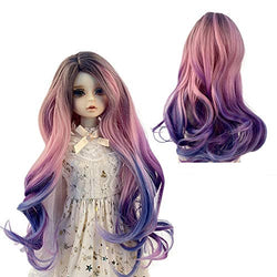 MUZIWIG 1/3 BJD SD Doll Hair Wig Girl Gift Heat Resistant Fiber Long Curly Pink Purple Color Doll Hair for 1/3 SD BJD Doll