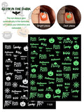 14 Sheets Halloween Nail Art Stickers Decals, EBANKU Luminous Halloween Nail Decals Self-Adhesive Glow in Dark Nail Stickers Pumpkin Bat Ghost Designs DIY Nail Art Decoration for Women Girls