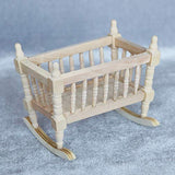 BARMI Dollhouse Cradles Smooth Kids Gift Wooden Scale 1:12 Dollhouse Cradle Baby Crib for Decor,Perfect DIY Dollhouse Toy Gift Set A