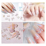 3 Boxes Spring Blossom Tiny Flower Nail Charms Polar Butterfly Bear Nail Charms Acrylic Color Flower Nail Charms with Metal Gold Round Beads for Nail Art DIY Accessories Crafts