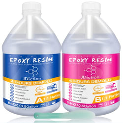 Epoxy Resin -1 Gallon-4 Hours Demold-8-10 Hours Fast Curing Epoxy Resin-Upgrade Formula, Epoxy Resin and Hardener Kit Crystal Clear for Art, Jewelry, Not Yellowing and Self Leveling Easy Mix 1:1 Resin