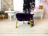 Miniature dollhouse elegant chair, Victorian violet velvet seat with gold metal legs