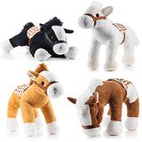 Prextex Jumbo 10'' Tall Plush Horses Stuffed Animal Horses 4 Pack