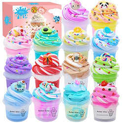 Butter Slime Kit for Girls and Boys Slime,14 Pack Slime Party Favors,DIY Slime Toys for Kids,Soft & Non-Sticky,Stress Relief Toy for Boys and Girls, Birthday Gifts，Easter Basket Stuffers。