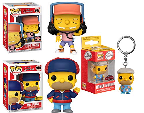 When Springfield Comes Calling- Pocket Pop! Funko Pop! Simpsons Bundle (3 Pcs) Otto Mann 907 Store Exclusive/ Mr. Plow (Homer) 910 Store Exclusive/ Homer Muumuu Pocket Pop! Exclusive