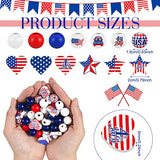 200 Pieces July 4th Patriotic Wood Beads, Independence Day Wood Beads, Round Patriotic Wooden Beads, 16mm America Flag Spacer Beads for Independence Day DIY Crafts Jewelry Garland Making