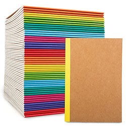 56 Pack A5 Kraft Notebooks, Lined Blank Travel Rainbow Spine Journal Bulk, 60 Pages Soft Cover Composition Notebooks for Women Girls College Students Office School Supplies by Feela, 8.3 X 5.5 in