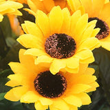 Velener Artificial Silk Sunflower with Rattan Vase Daisy Arrangement for Home Decor (6 Bunches)