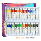 glokers Premium Acrylic Paint Set 24 Acrylic Paint Color Tubes, 10 Professional Paintbrushes, 2 Pcs Canvas Panel, Plastic Palette for Beginners, Adults, Students Or Professionals