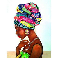 Darmeng DIY 5D Diamond Painting African American, Necklace Woman Goddess Full Drill Paint with Diamonds Art by Number Kits Cross Stitch Home Wall Craft Decor (30X40cm)