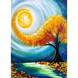 DIY 5D Diamond Painting Kits for Adults & Kids Full Drill Round Diamond Crystal Gem Art Tree Abstract Oil Painting Perfect for Home Wall Decor Gift (12x16inch)