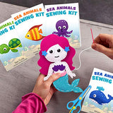 CiyvoLyeen Sea Animals Sewing Kit Mermaid DIY Felt Plush Craft Kit Make Your Own Ocean Animals Gifts for Beginner Boys and Girls Educational Kids Art Craft Supplies Set of 12