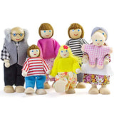 Dollhouse People, Dolls Family of 7 Poseable Wooden Doll