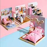 LoveinDIY 1:24 DIY Doll House Miniature Kit Toy Furniture LED Light W/ Dustproof Cover