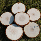 SENMUT Wood Slices 20 Pcs 3.5-4.0 inch Natural Rounds Unfinished Wooden Circles Christmas Wood Ornaments for Crafts Wood Kit Predrilled with Hole Wood Coasters, Craft Supplies for DIY and Painting
