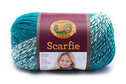 Lion Brand Yarn 826-215 Scarfie Yarn, One Size, Cream/Teal