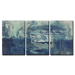 wall26 - 3 Piece Canvas Wall Art - Art Abstract Acrylic Background in White and Blue Colors - Modern Home Decor Stretched and Framed Ready to Hang - 16"x24"x3 Panels