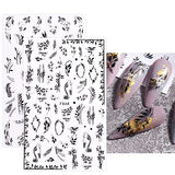 JMEOWIO 12 Sheets Spring Black White Flower Nail Art Stickers Decals Self-Adhesive Pegatinas Uñas Summer Floral Leaf Butterfly Nail Supplies Nail Art Design Decoration Accessories