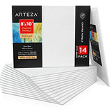 Arteza Canvas Panels 8x10 Inch, White Blank Pack of 14, 100% Cotton, 12.3 oz Primed, 7 oz Unprimed, Acid-Free, for Acrylic & Oil Painting, Professional Artists, Hobby Painters & Beginners