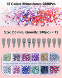 Rhinestones for Nail Art Decoration Foil Flakes Kit 5780Pcs-Tufusiur Nail Gems Crystal AB Clear Jewels Diamonds, Acrylic Nail Supplies Accessories Crafts for Halloween Christmas Gifts