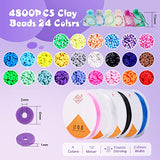 Clay Beads 2 Boxes Bracelet Making Kit 6000 Pc Flat Heishi Preppy Beads for Jewelry Making Kit Lnclude UV Smiley Face Beads Flower Pearl Letter Beads & Evil Eye Beads for DIY Necklace Anklets Making