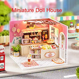 Spilay Dollhouse DIY Miniature Wooden Furniture Kit,Mini Handmade Doll House Model with Dust Cover & LED,1:24 Scale Creative Woodcrafts for Adult Friend Lover Birthday H023