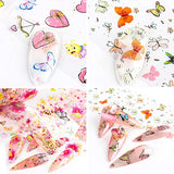 CHANGAR Sunflower Rose Grass Nail Art Foil Transfer Stickers Spring Flowers Nail Foil Adhesive Stickers Decal Butterfly Honeybee Bird Nail Stickers Spring Nail Decoration for Women Girls DIY Nail Design (6)