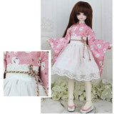 HMANE BJD Dolls Clothes, 2Pcs Japonic Modified Kimono Clothes Set for 1/3 BJD Dolls - Pink Rabbit (No Doll)