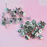 baotongle Stainless Steel Earrings Posts Flat Pad (2 Size) with 100 Pairs Earring Backs for Earring