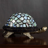 Bieye L10400 Tiffany Style Stained Glass Turtle Accent Table Lamp Night Light (Multi-Colored)