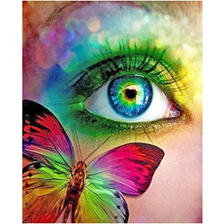 MYARTDP 5D Diamond Painting Kits for Adults , Butterfly Full Drill Crystal Diamond Art Large Eye Diamond Painting Kits for Beginners Kids Diamond Dots for Home Wall Decor Gift (12x16Inch)