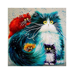 5D DIY Diamond Painting Kit, 5D Full Drill Rhinestone DIY Crafts for Adults & Kids Colorful Cat Crystal Gem Arts Painting Perfect for Home Wall Decor （15.7 x 15.7 Inch）