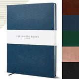 Ruled Notebook - British A4 Journal by Beechmore Books | XL 8.5" x 11.5" Hardcover Vegan Leather, Thick 120gsm Cream Lined Paper | Gift Box | Symphony Blue
