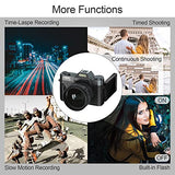Digital Camera, VJIANGER 4K 48MP Vlogging Camera for YouTube with Flip Screen, WiFi, Manualfocus, 16X Digital Zoom, 52mm Wide Angle & Macro Lens, 2 Batteries, 32GB TF Card, Camera Strap & Bag（Black）