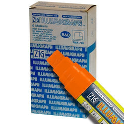Zig Illumigraph High Fluorescent Wet Erasable 15mm Orange Paint Markers - Box of 6