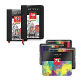 Arteza Professional Watercolor Pencils and Mini Sketchbook Pack Bundle, Drawing Art Supplies for Artist, Hobby Painters & Beginners