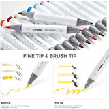 Ohuhu Alcohol Markers Brush Tip 120 colors + Mid-Tone - 24-Pack Dual Brush Pen Art Markers