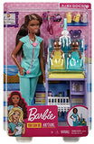 Barbie Baby Doctor Playset with Brunette Doll, 2 Infant Dolls, Exam Table and Accessories, Stethoscope, Chart and Mobile for Ages 3 and Up