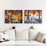 HaiMay 3 Pack DIY 5D Diamond Painting Kits Full Drill Rhinestone Painting Landscape Diamond Pictures for Wall Decoration, Rainy Night Diamond Painting Styles (Canvas 10×12 Inch)